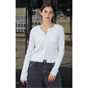 John Galt Gray Zoe Cable Knit Cardigan in Silver